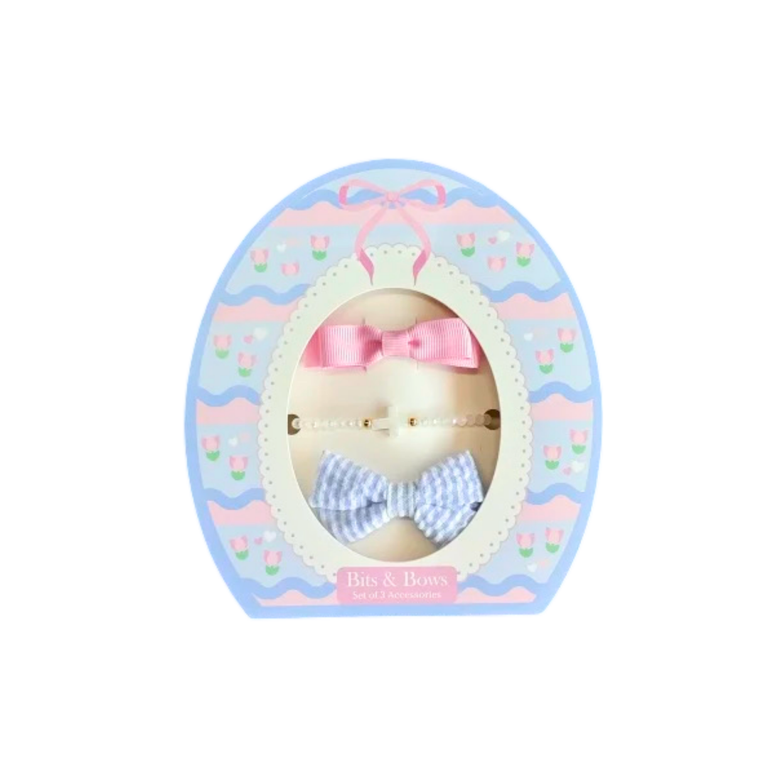 Easter Egg Gift Set, Blue with Pink Bow