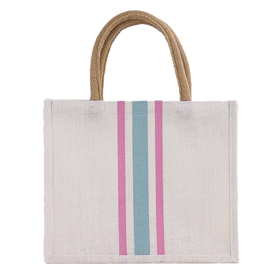 Stripe Gift Tote White/Orchid/Blue