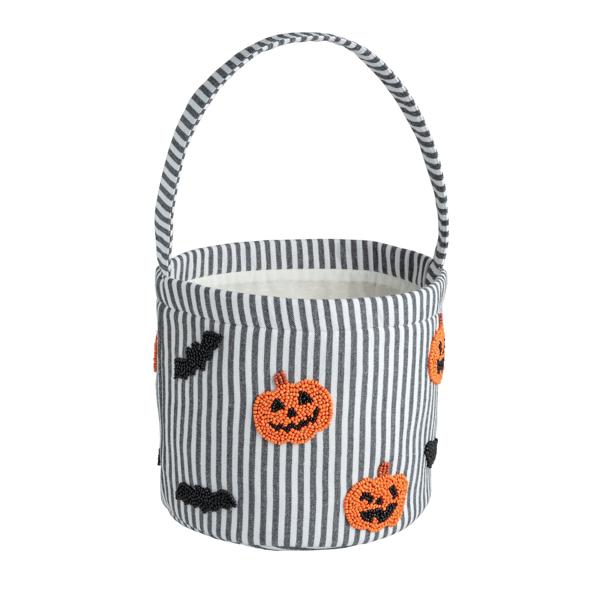 Jack-O-Lantern Beaded Halloween Bucket