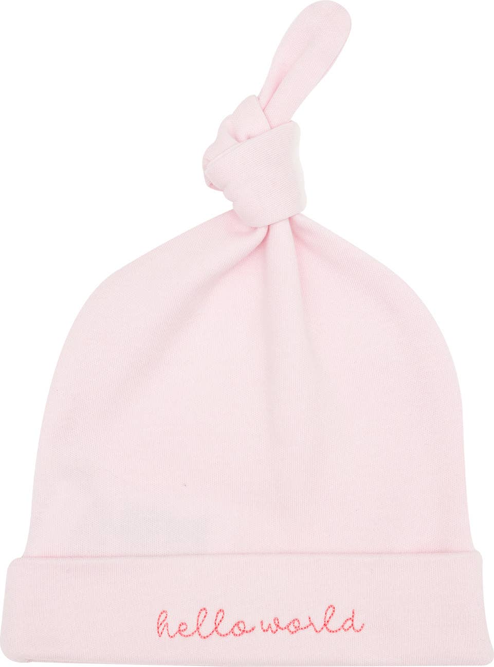 Hello World Top Knot Girl Hat in Pink