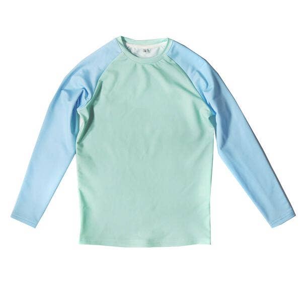 Aqua & Blue Rash Guard Long Sleeve