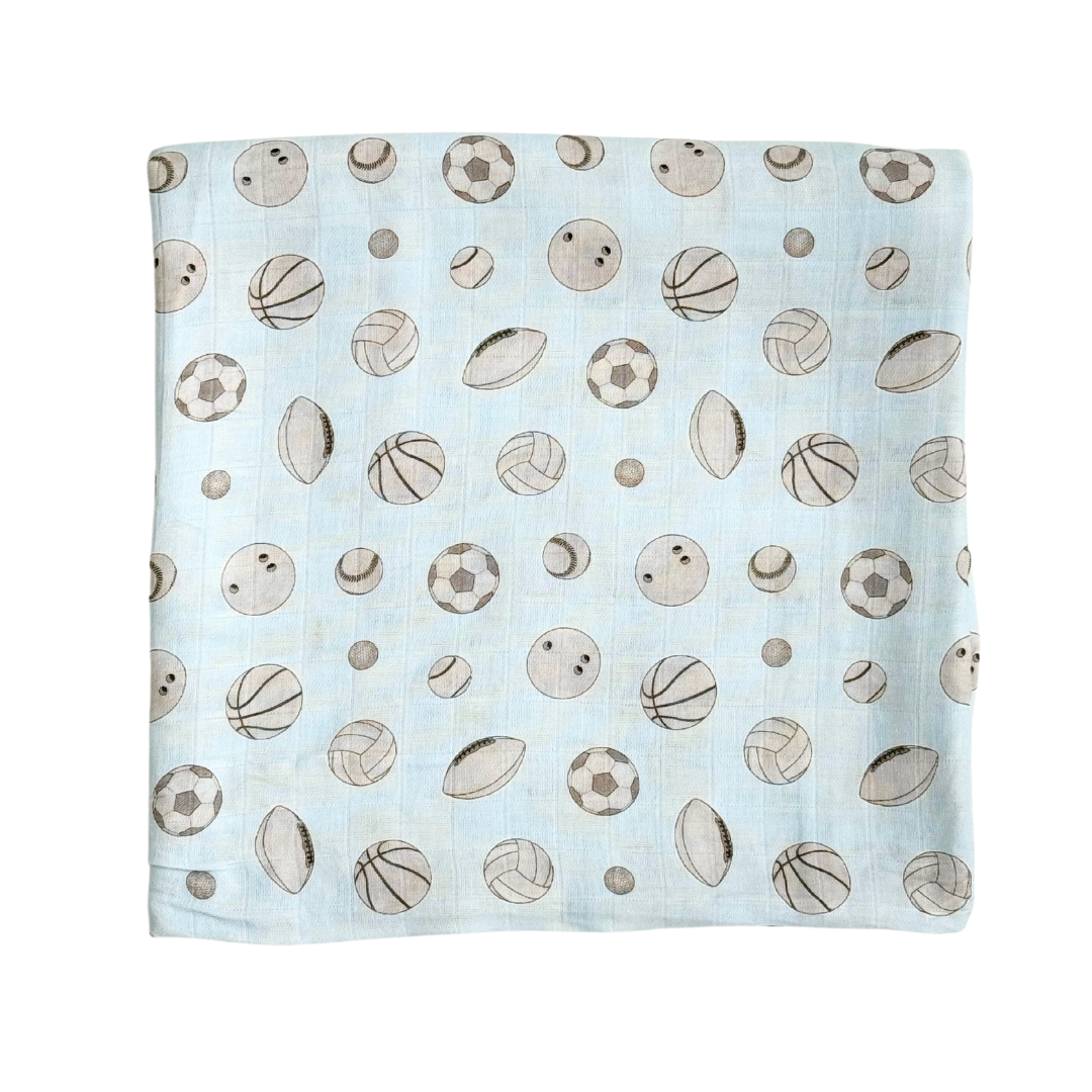 Bamboo Muslin Swaddle Blanket in Baby Ballers