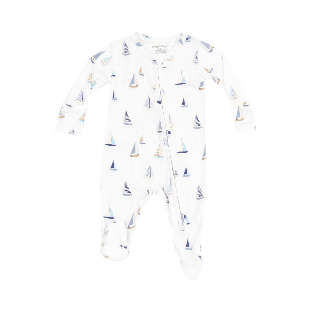 Sailboats Blue 2 Way Zipper Footie