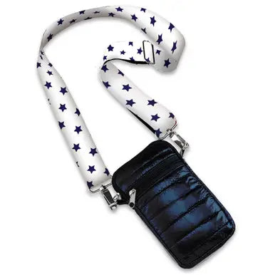 Navy Puffer Cell Bag with Blue Star Strap