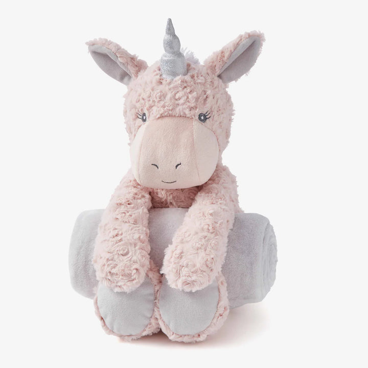 Pink Unicorn Bedtime Huggie Plush Toy with Blanket by Elegant Baby