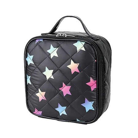 Black Diamond Puffer Lunch Box with Rainbow Stars