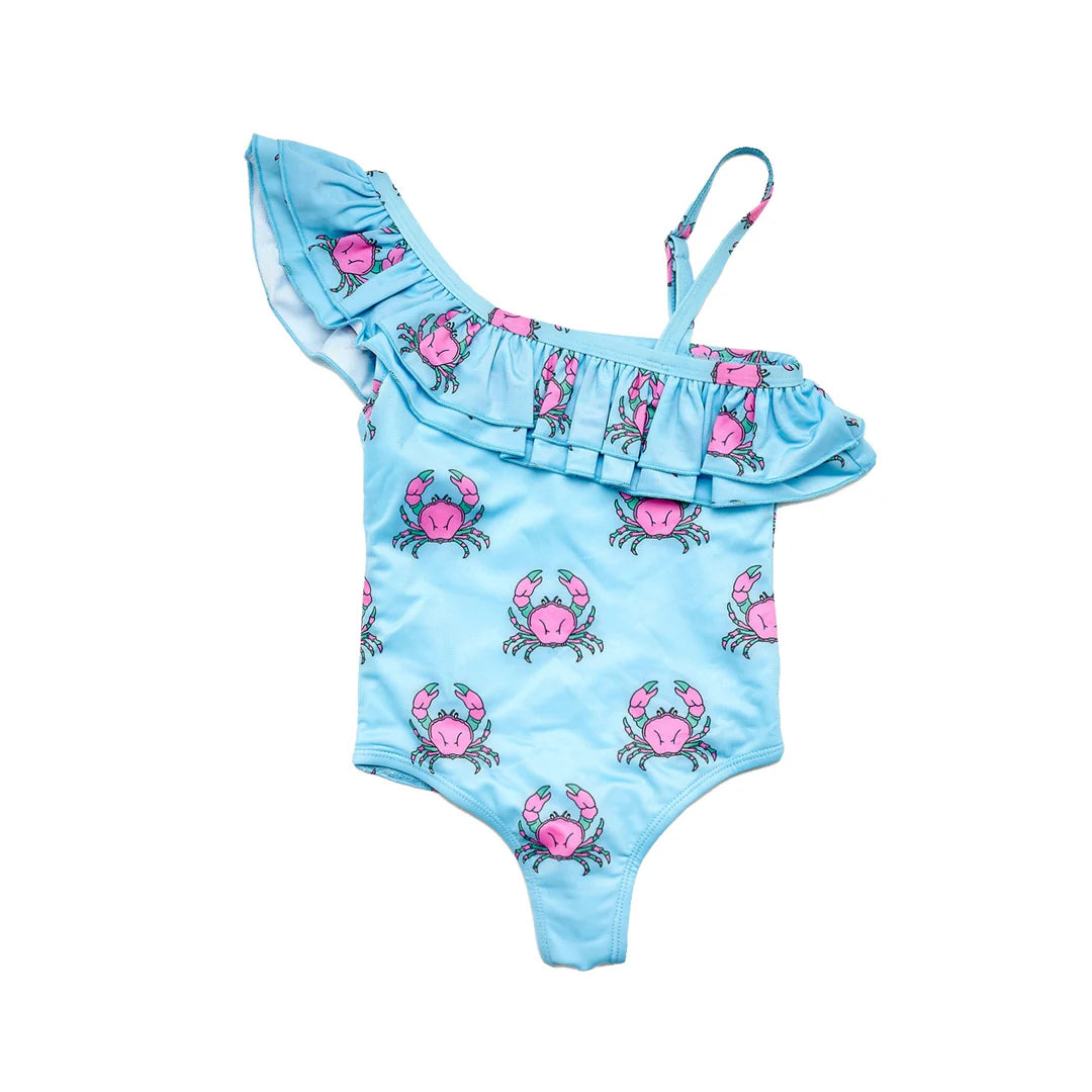 Bermies Pink Crab Girls One Piece Bathing Suit