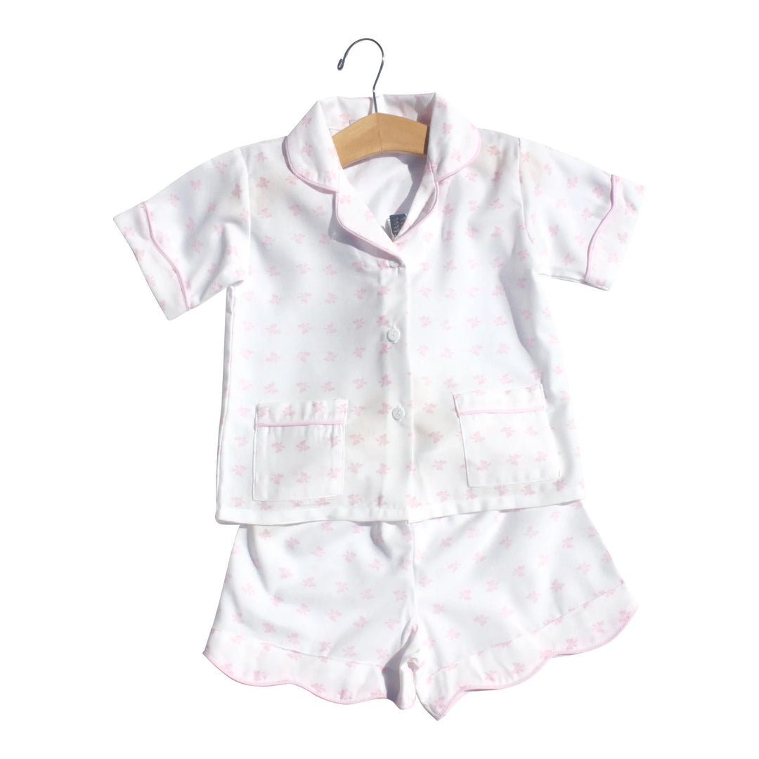 Pink Bows Shorts PJ with Scalloped Trim by Sweet Dreams