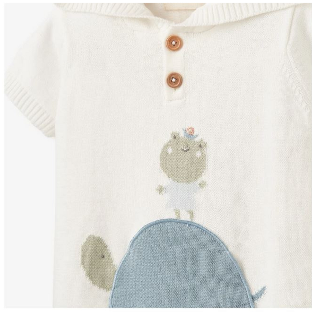 Pond Friends Hooded Pullover + Organic Muslin Short Set by Elegant Baby