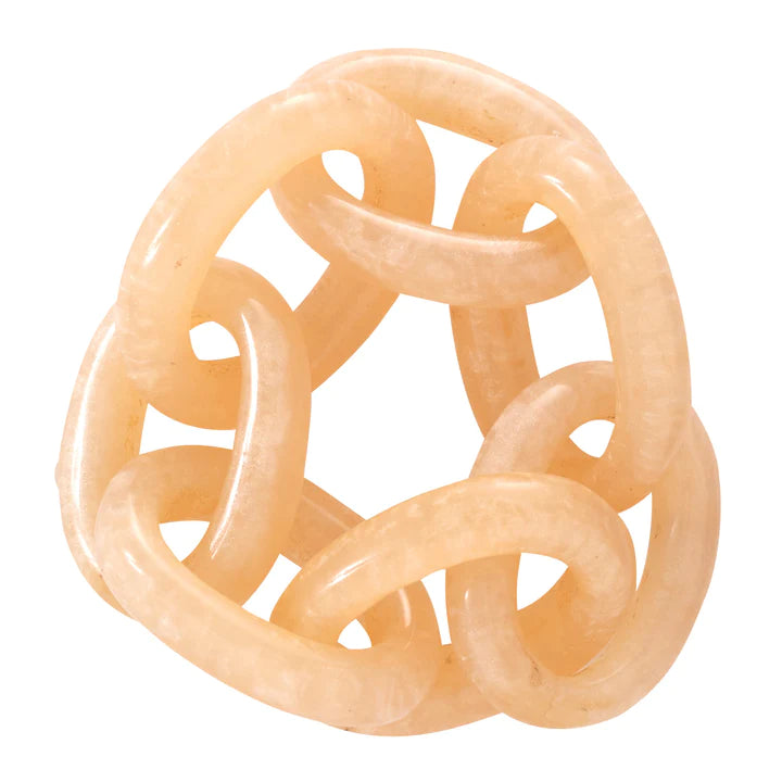 Set of 4 Napkin Rings Chain Link Design Beige