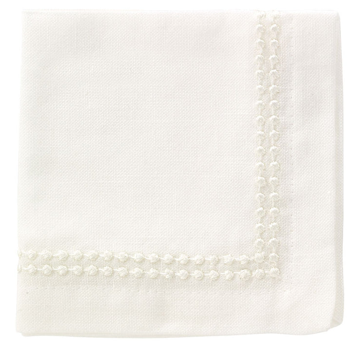 Set of 4 Cocktail Napkin Pearls Design White by Bodrum