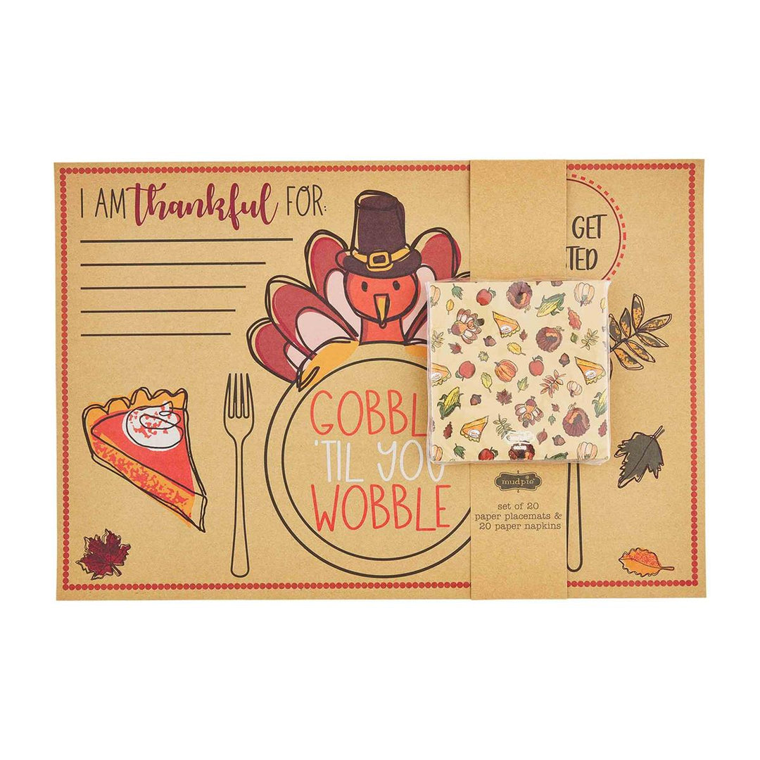 Turkey Placemat & Napkin Set by Mud Pie