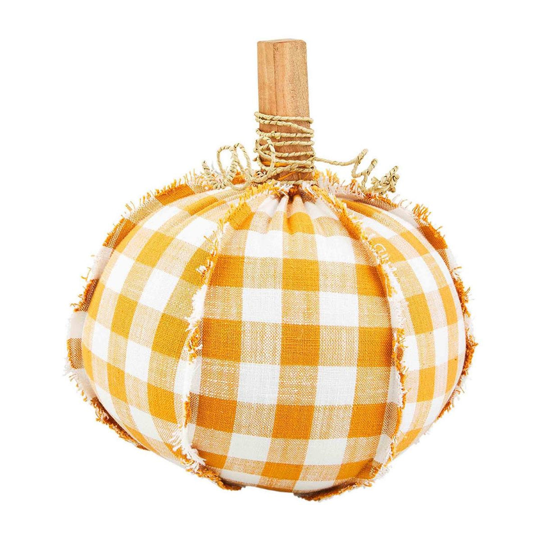 Woven Gingham Stuffed Pumpkin Sitter Large by Mud Pie