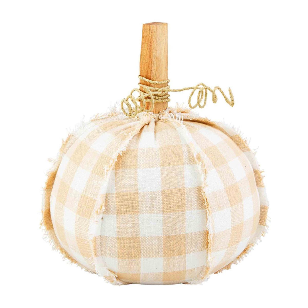Woven Gingham Stuffed Pumpkin Sitter Medium by Mud Pie