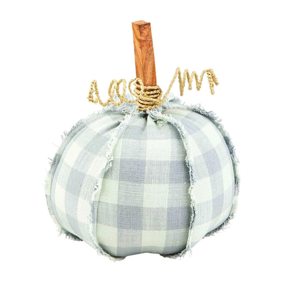 Woven Gingham Stuffed Pumpkin Sitter Small by Mud Pie