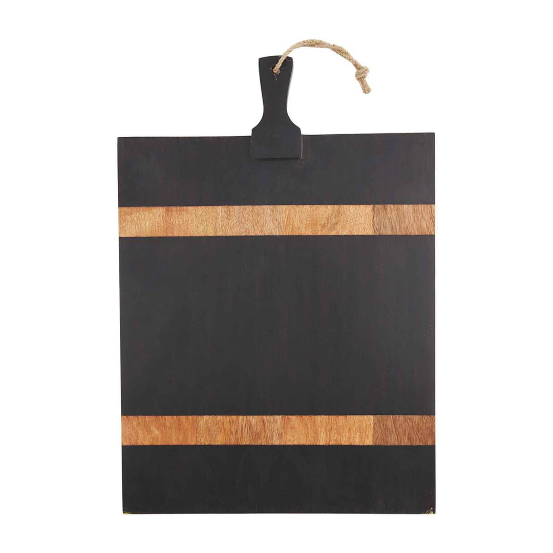 Hand-painted black and natural mango wood paddle board by Mud Pie