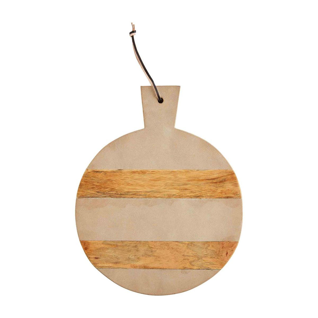 ROUND SANDSTONE AND MANGO WOOD BOARD by Mud Pie