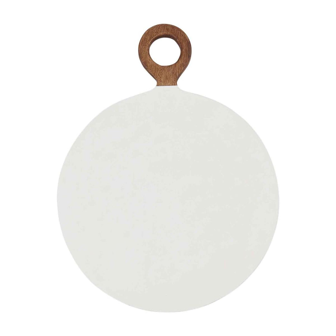 Hand-painted round mango wood board with loop handle by Mud Pie