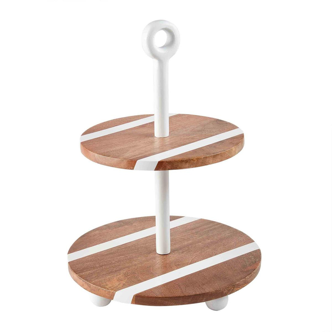 2-Tiered Mango Wood Server by Mud Pie