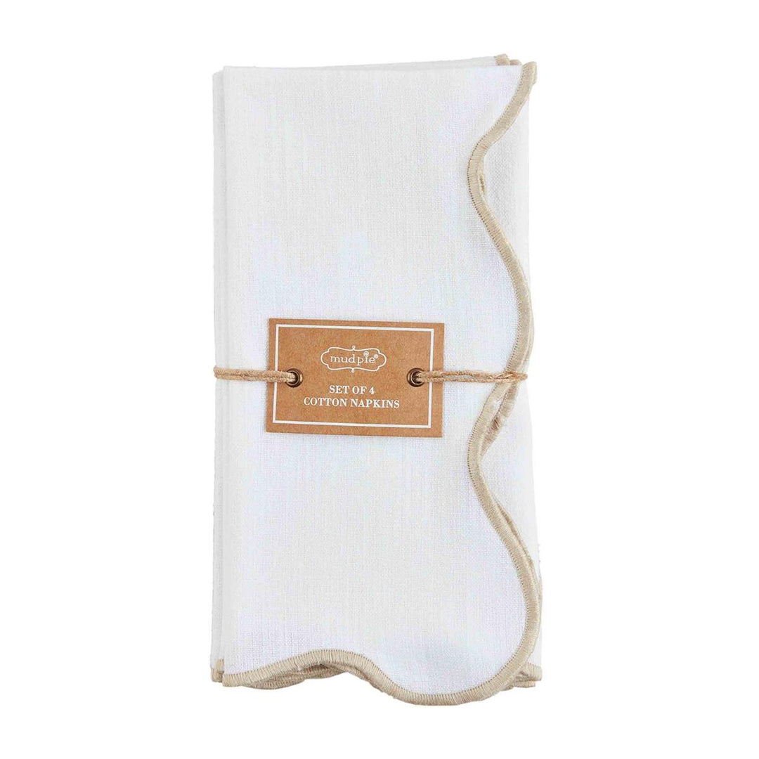 Taupe Scallop Napkin Set by Mud Pie