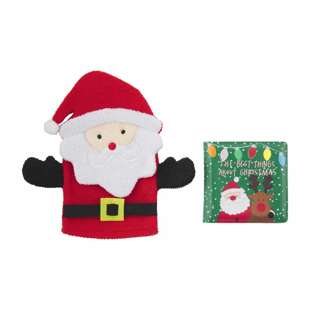 Santa Bath Book & Washcloth Puppet Set