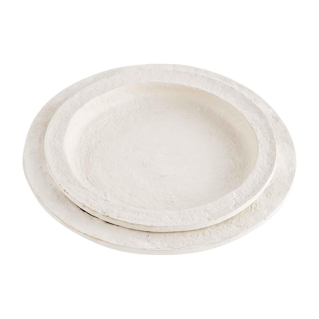 Nested set of two round papier-mâché trays