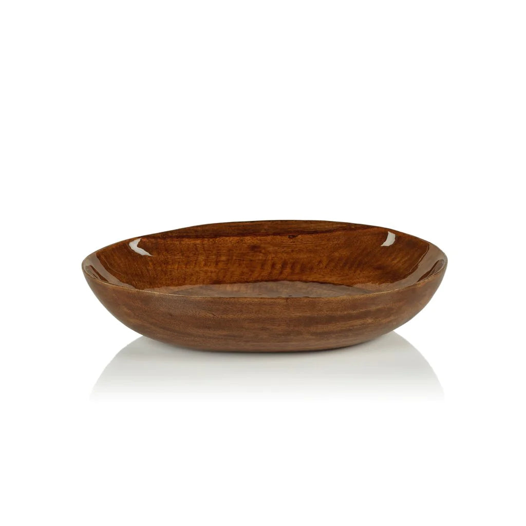 GABONESE OVAL MANGO WOOD BOWL-WALNUT ENAMEL 7X8X2