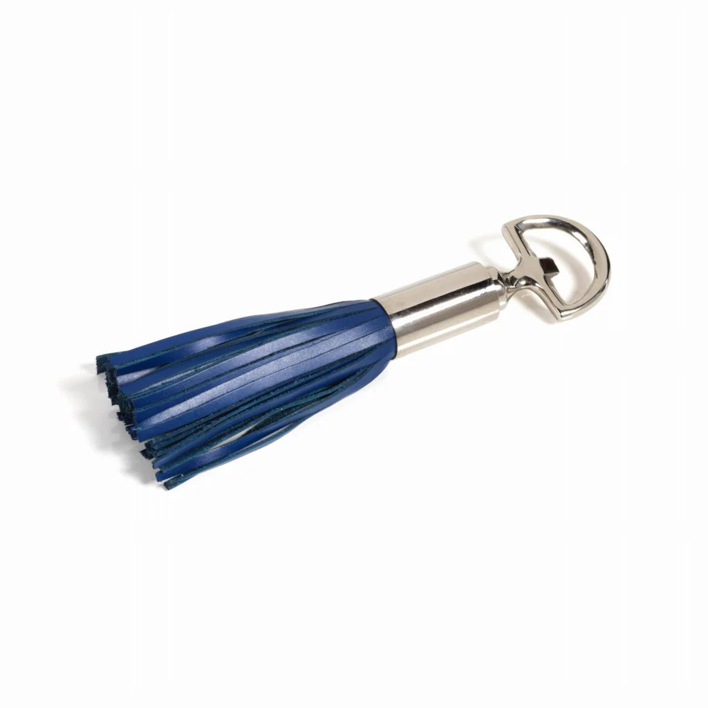 ROYAL LEATHER TASSEL BOTTLE OPENER- BLUE/ NICKEL