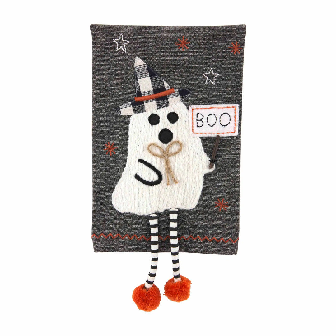 BOO GHOST DANGLE LEG TOWEL by Mud Pie
