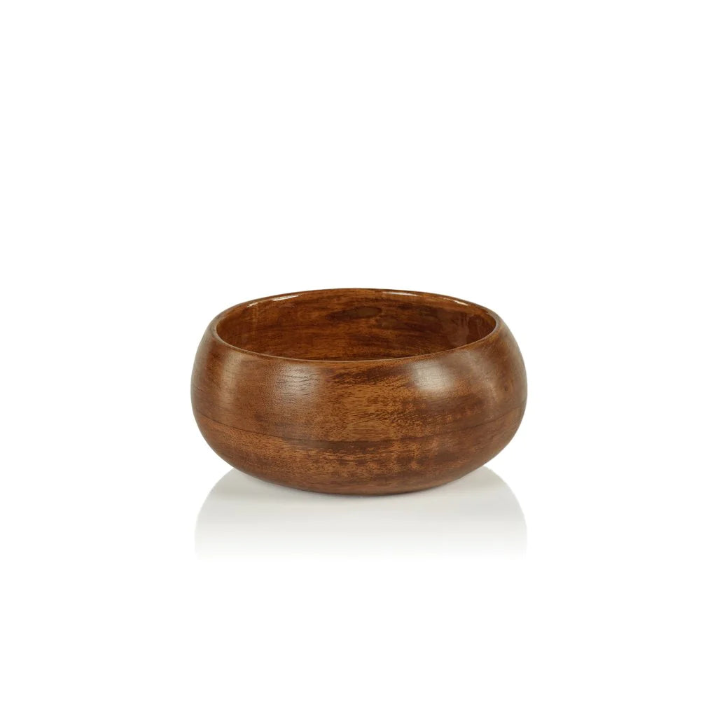 GABONESE ROUND MANGO WOOD BOWL- WALNUT ENAMEL 6X3