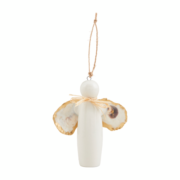 White Oyster Wing Angel Ornament