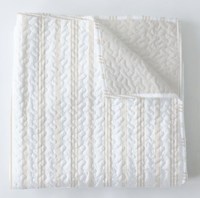 French Stripe in Linen Baby Blanket