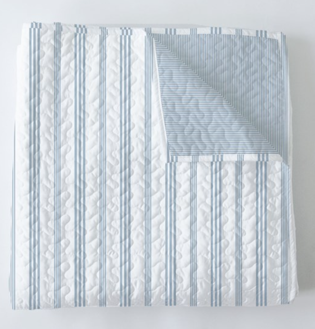 Baby Blanket French Stripe in Light Blue