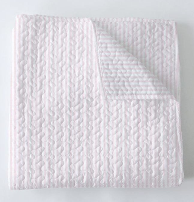 Ticking Stripe Pink Baby Blanket