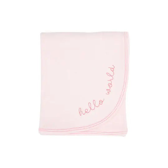 Hello World Cotton Baby Blanket in Pink
