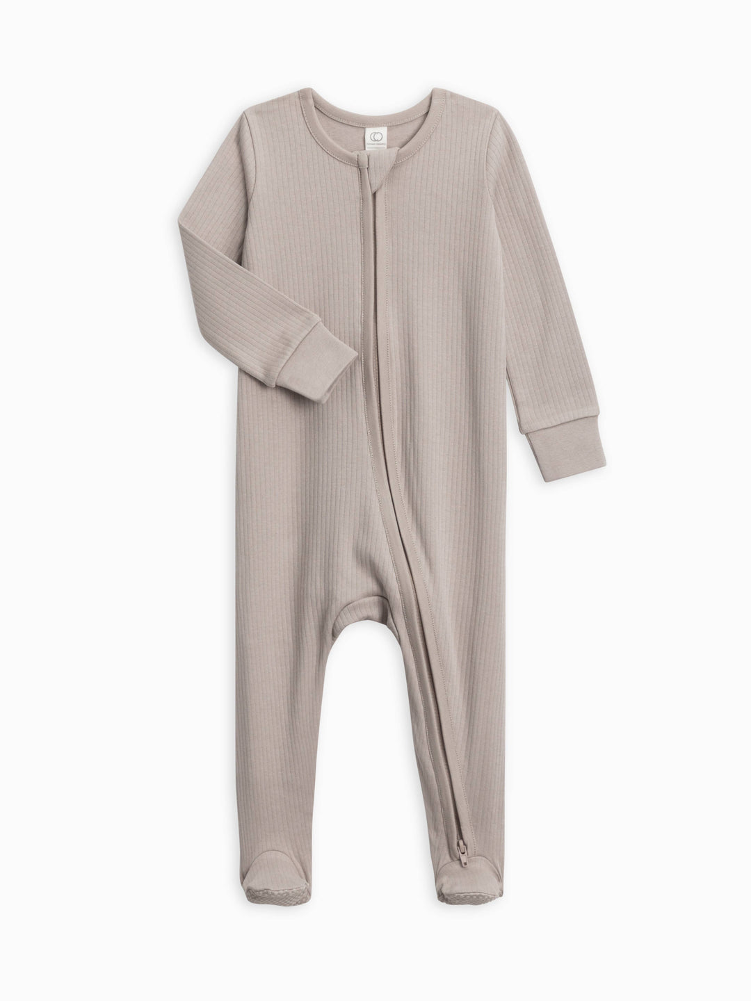 Organic Baby Ribbed Zipper Sleeper in Dove