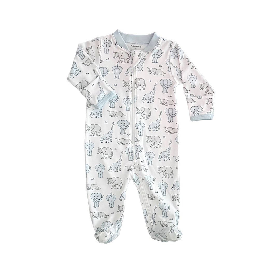 Elephants Boy Zipper Footie