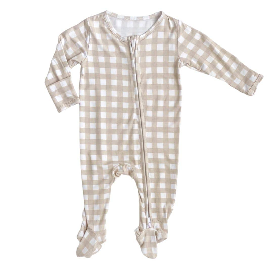 Gingham Baby Zippered Footie Onesie
