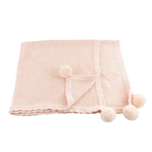 Pom Pom Blankets in White or Blush Pink