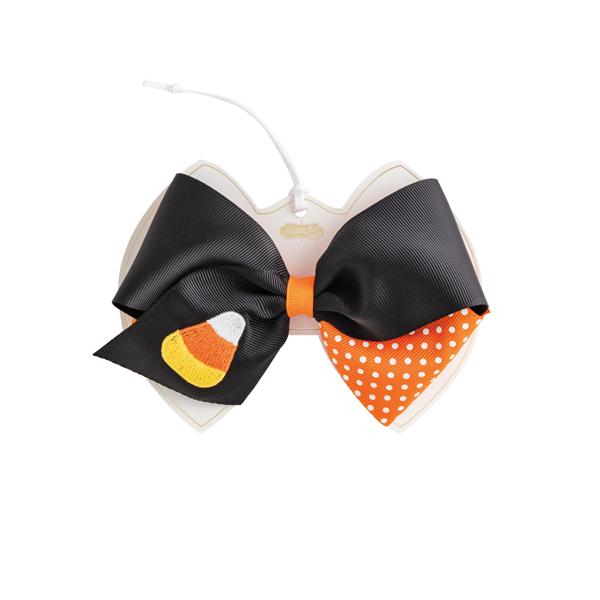 CANDY CORN EMBROIDERED BOWS