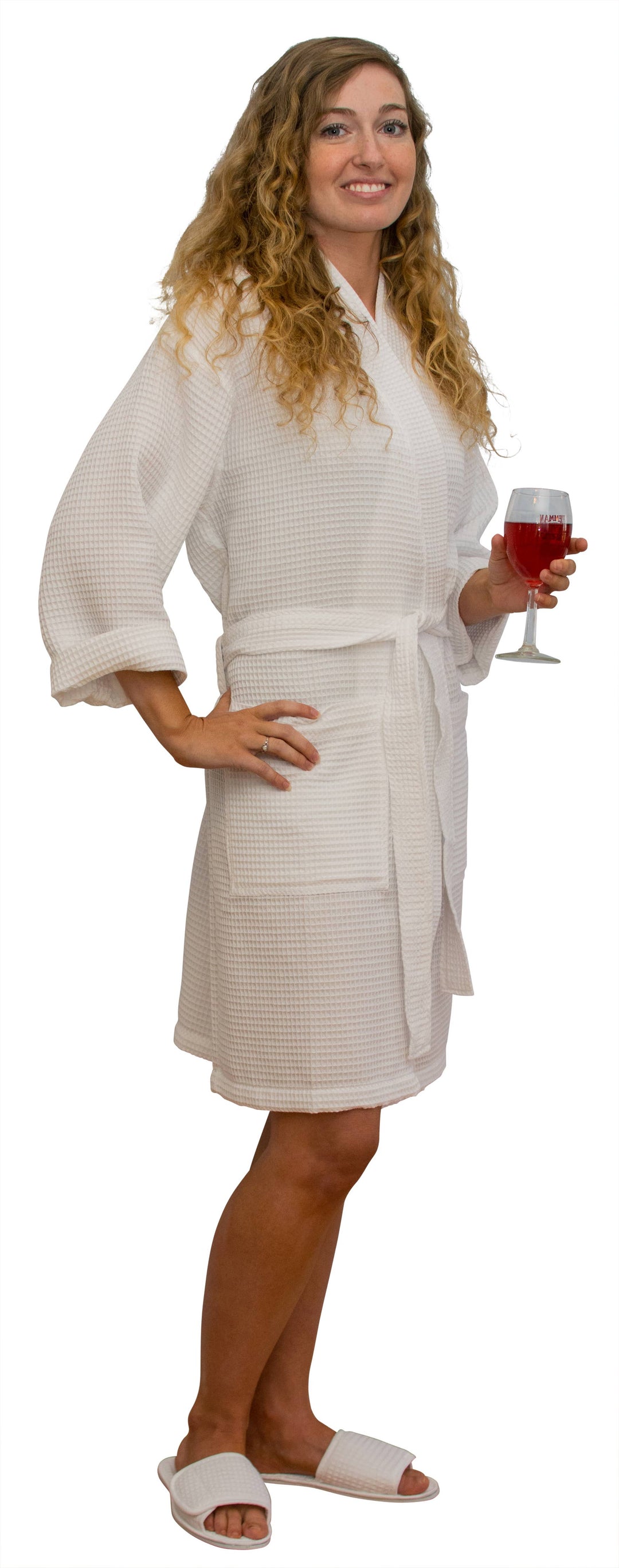 Cotton Waffle Robe, 36" One Size fits Most