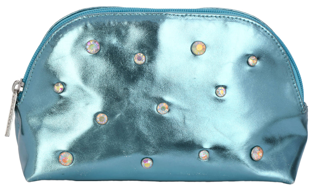 BLUE CANDY GEM OVAL COSMETIC BAG