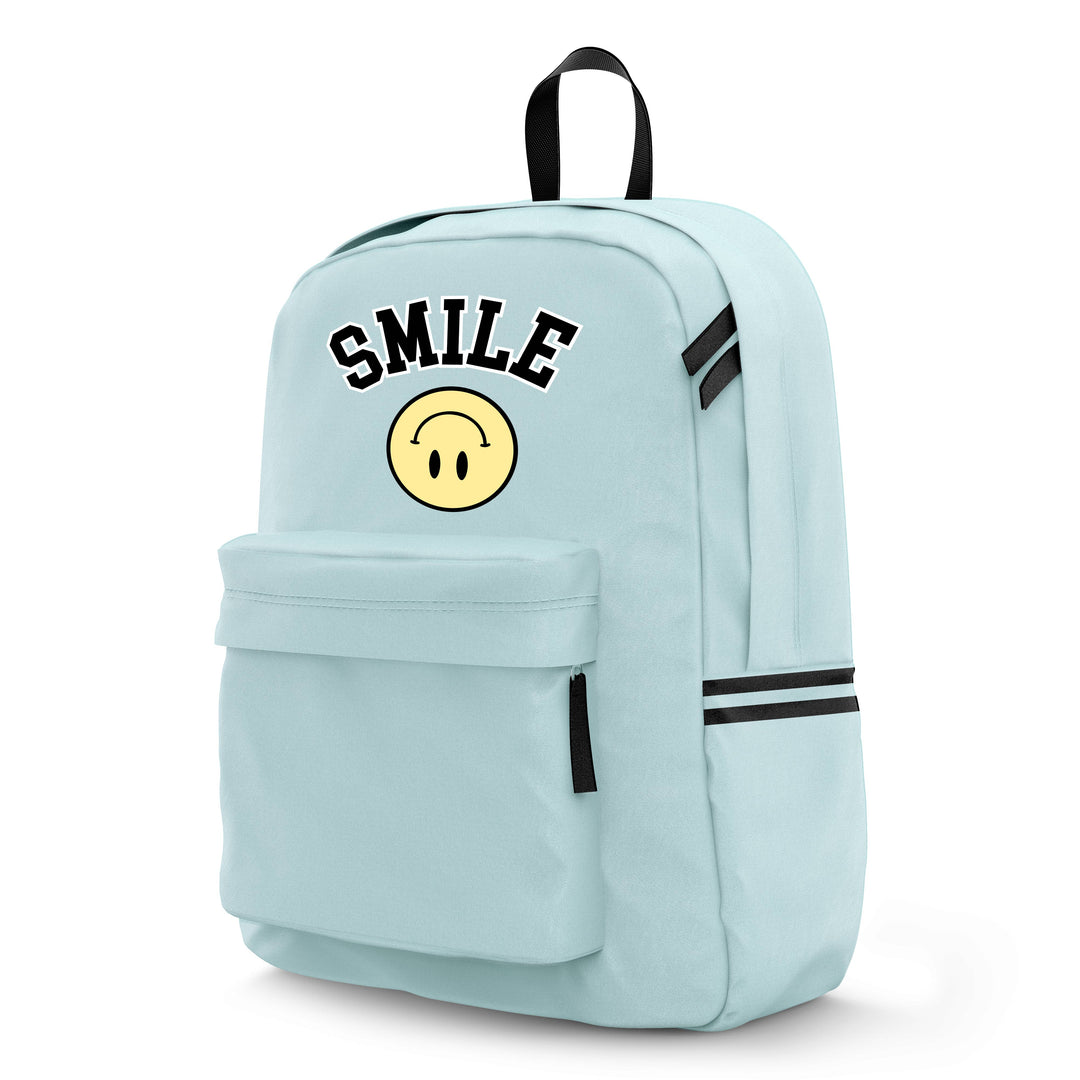 Aqua Smile Canvas Backpack with Patches