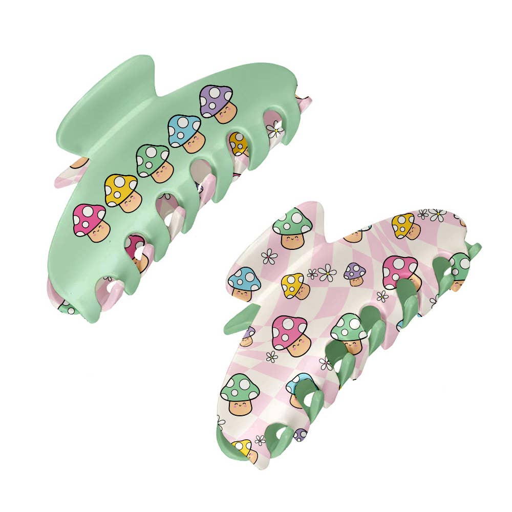 Two-Sided Large Claw Clip - Mushroom
