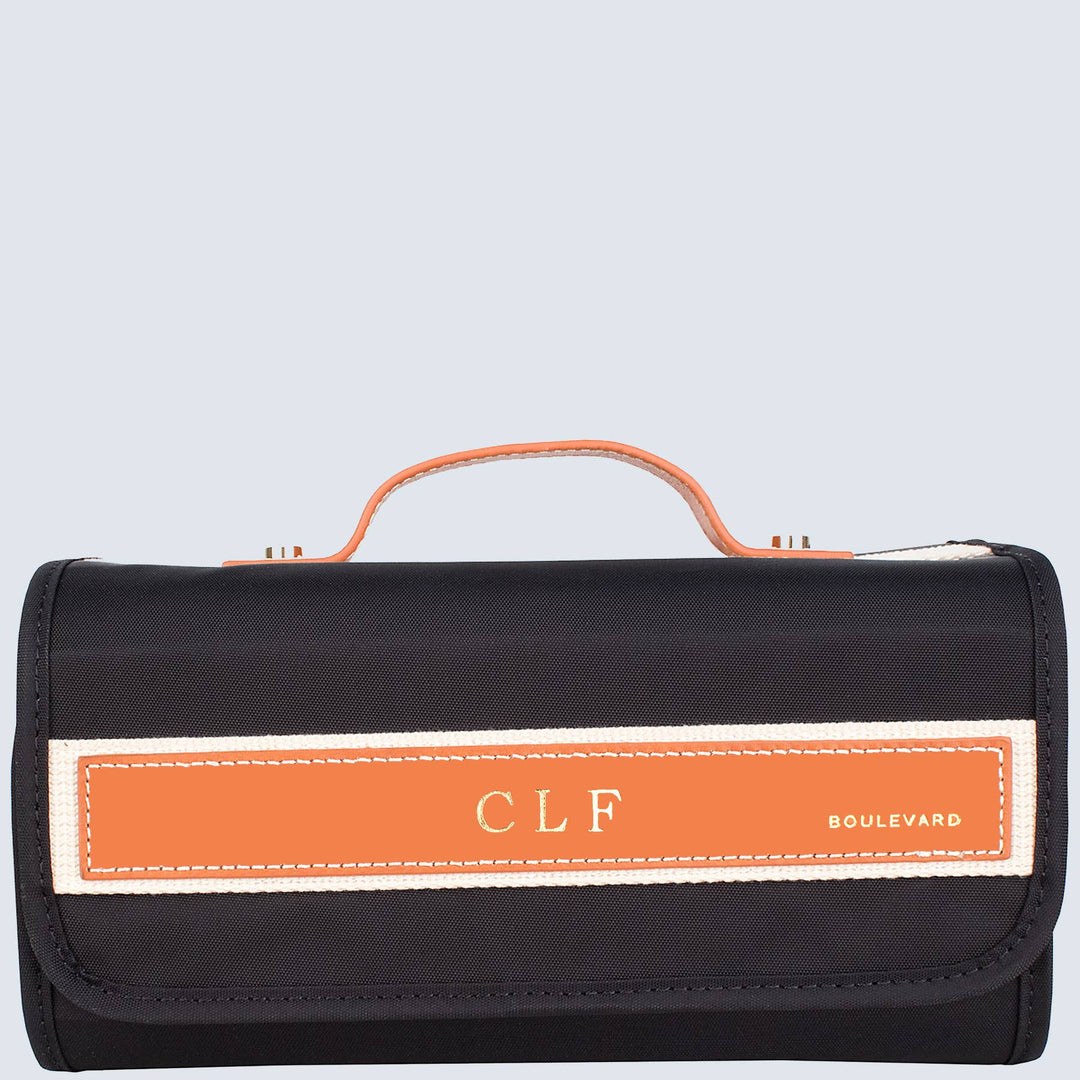 "Delilah" Black Toiletry Roll (Personalizable)