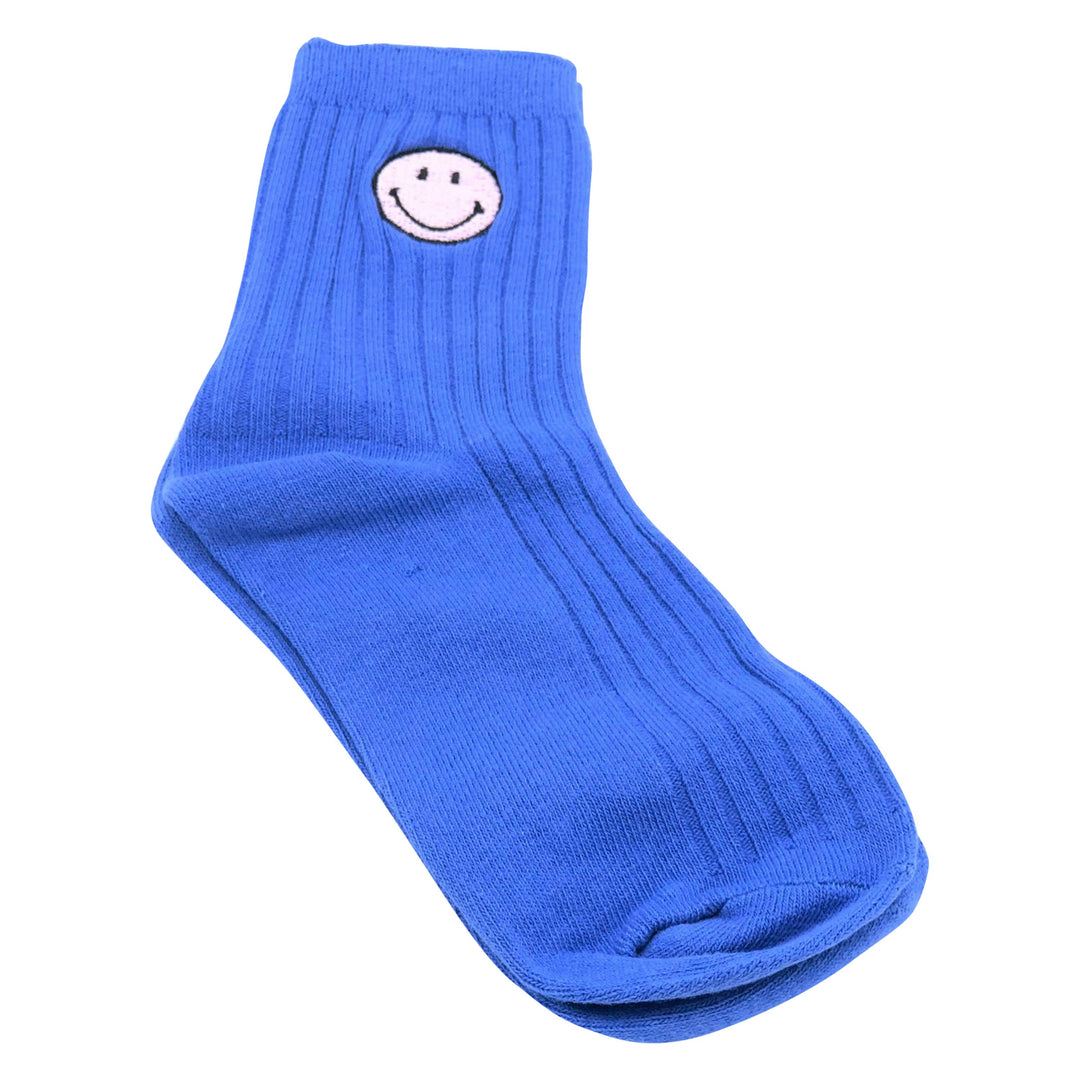Solid Color Smiley Face Patch Tube Socks