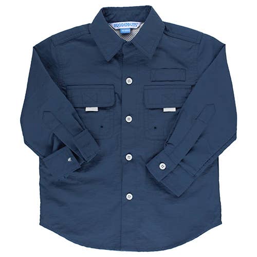 Navy Sun Protective Button Down Shirt