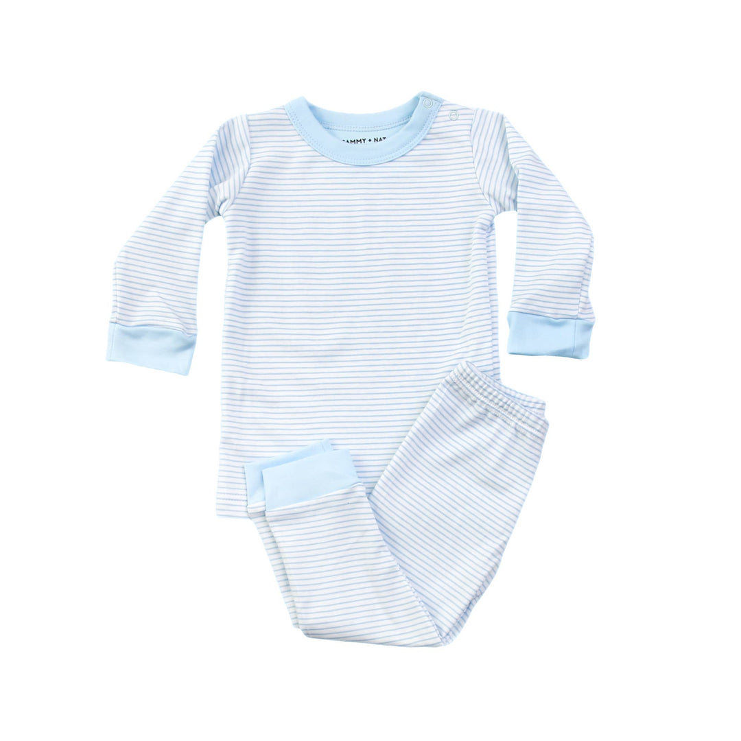 Light Blue Classic Stripe Pajama Set 8