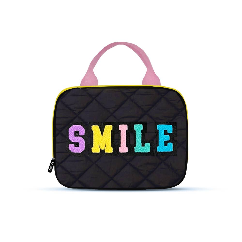 Black Puffer Lunch Box with Patches