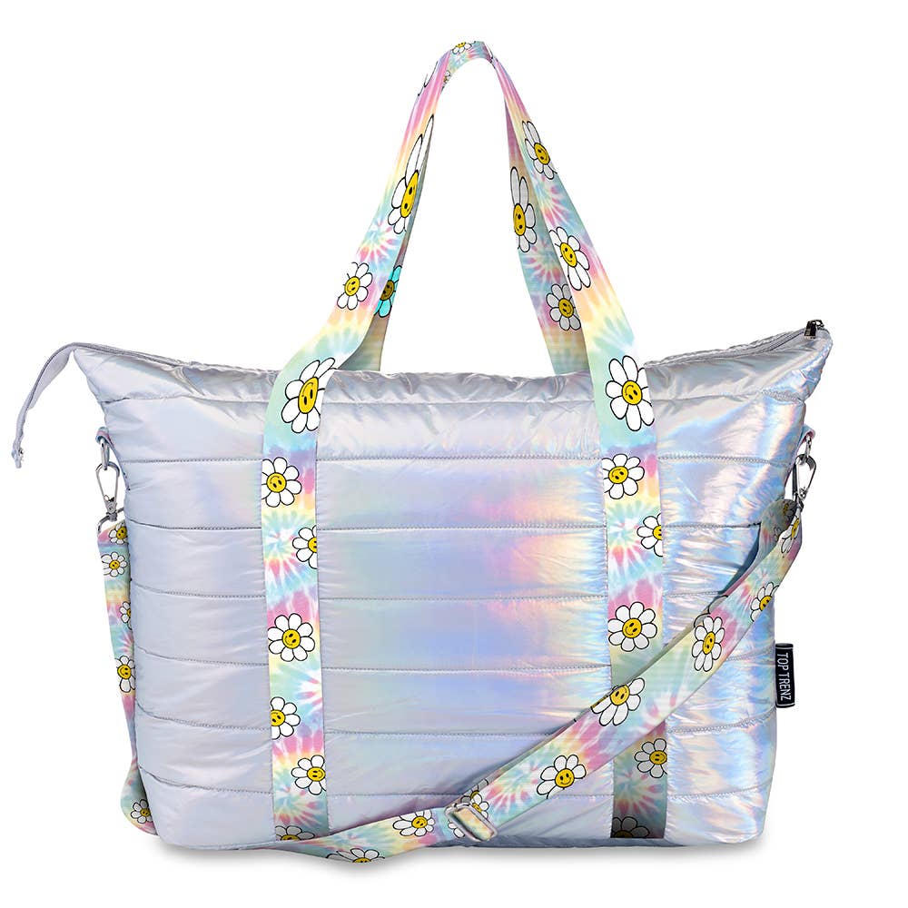 Iridescent Puffer Tote Weekender bags Daisy Straps
